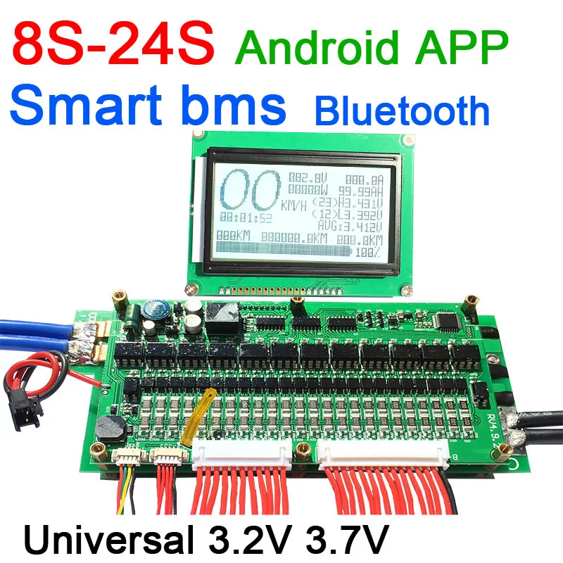 Smart Baterija 8S iki 24S bms apsaugos Valdybos Bluetooth TELEFONO APP Lifepo4 li-ion 10S 13S 14 SEK 16S 20S 70A/100A/150A/200A/300A