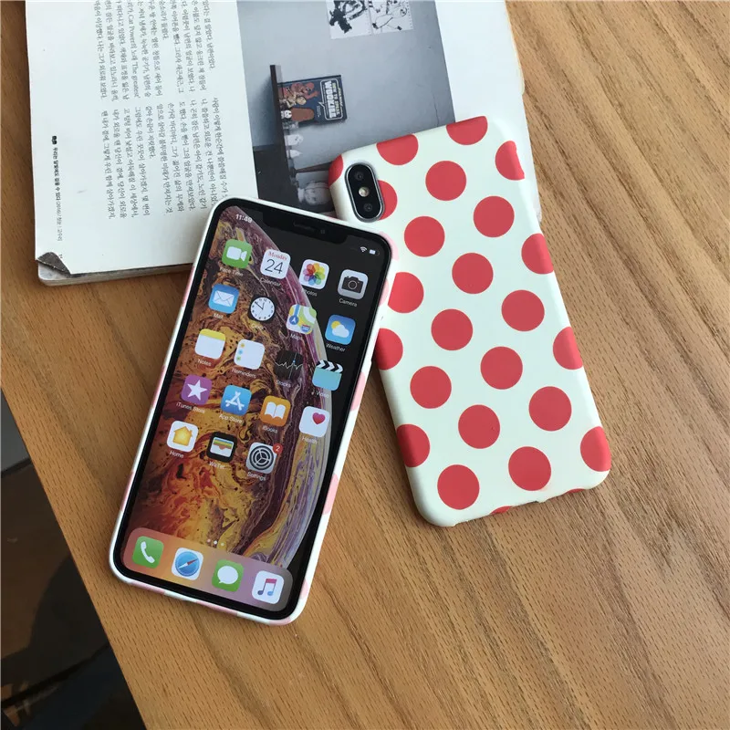 Stilingas polka dot telefono dėklas skirtas iPhone 11 Pro Max 7 8 Plius atvejais mielas minkštos TPU case for iPhone Xs Max Xr SE galinį dangtelį