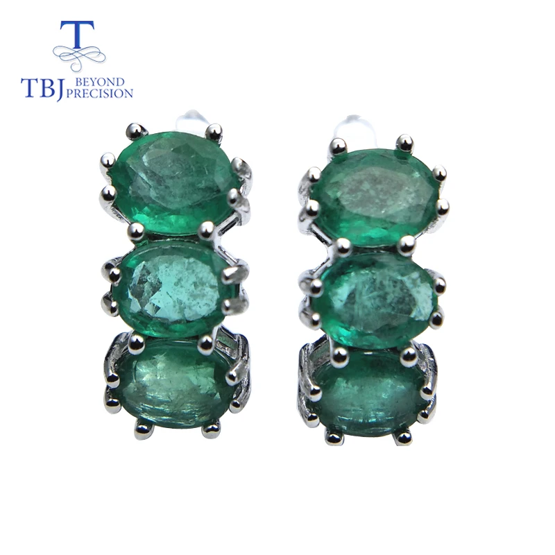 TBJ,geras užsegimas auskarai su natūraliu smaragdas brangakmenio iš 925 sterlingas sidabro dizainas moterims, Valentino ar gimtadienio dovanų dėžutėje