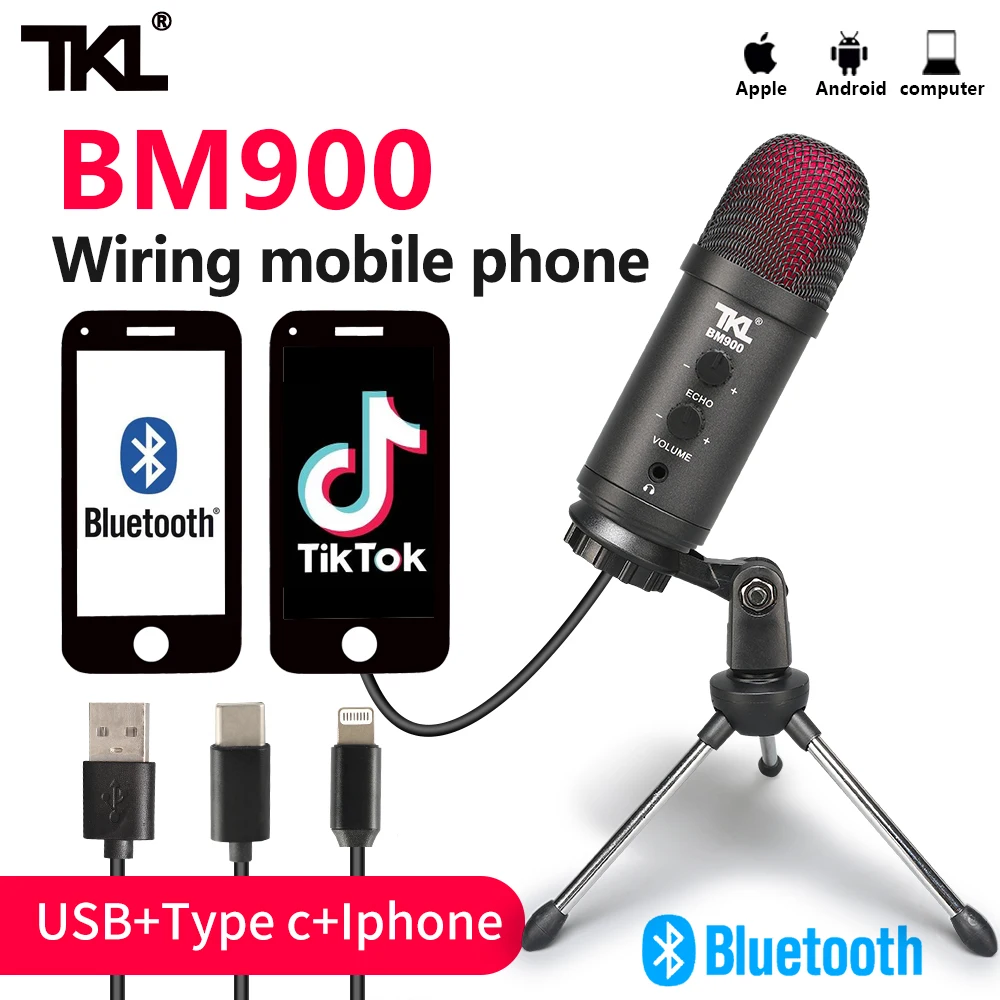 TKL BM900 USB kompiuterio mikrofonas Bluetooth įrašymo online mobile live mikrofonas podcast live streaming 