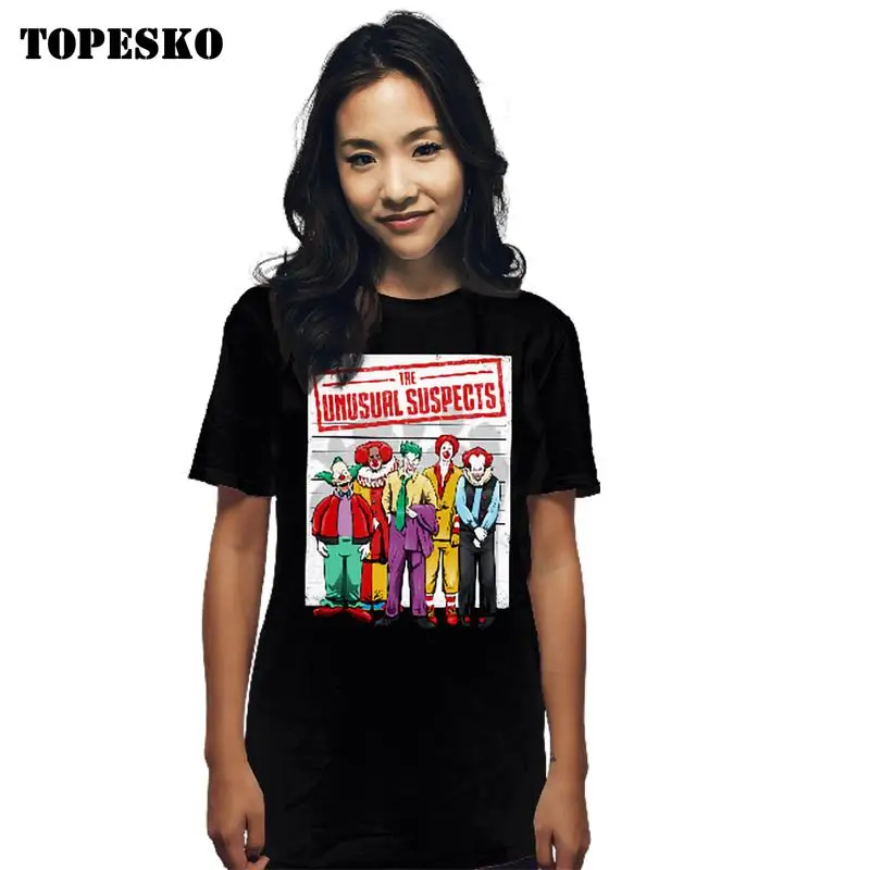 TOPESKO Vasaros Vyrų Medvilnės T Shirts Neįprastas Įtariamųjų Joker Spausdinti Harajuku Marškinėlius Moterims trumpomis Rankovėmis Viršūnes