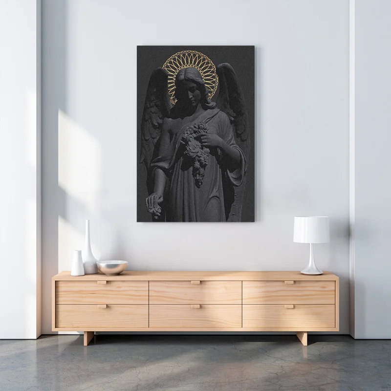 Tamsiai estetinės Angelo skulptūra Sienos Menas Kuriamas, Medinis Rėmas, Drobės Apdailos nuotraukas Kambarį Namuose Miegamojo Puošimas