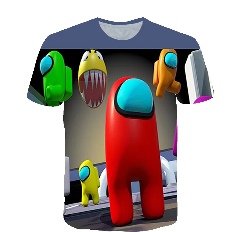 Tarp Mūsų T-shirt Vaikai 3D Berniukų Drabužius, O-Kaklo Vaizdo Žaidimas Impostor Animacinių filmų marškinėliai trumpomis Rankovėmis Tees Streetwear Kawaii Vasaros Viršūnes
