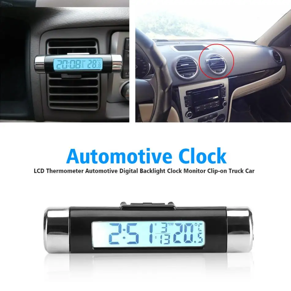 Tiksliai LCD Automobilis, Laikrodis, Termometras, Automobilių Skaitmeninis Apšvietimas Laikrodis Stebėti Clip-on Sunkvežimis Automobilio Du Pasirinkti Fono Spalvą