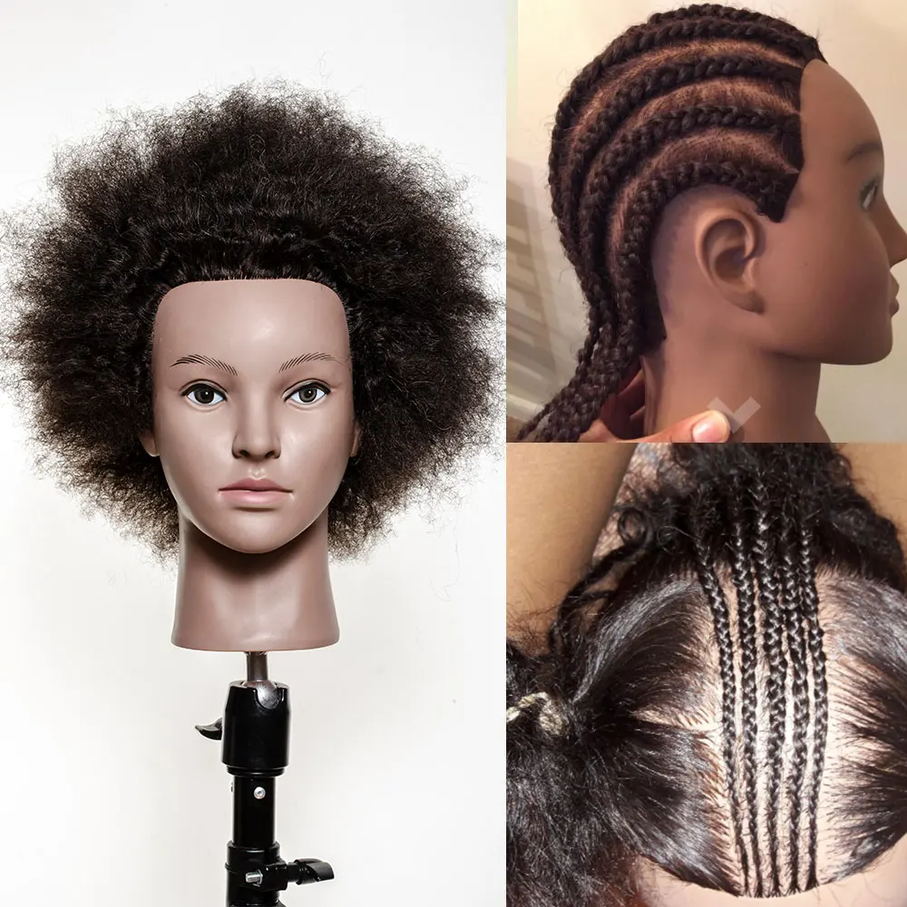 Tinashe Grožio Mokymo Manekeno Galva Su Afro Kirpykla Lėlės Afro Plaukų Manikin Su Žmonių Plaukų Galva Trumpų Plaukų Stilius