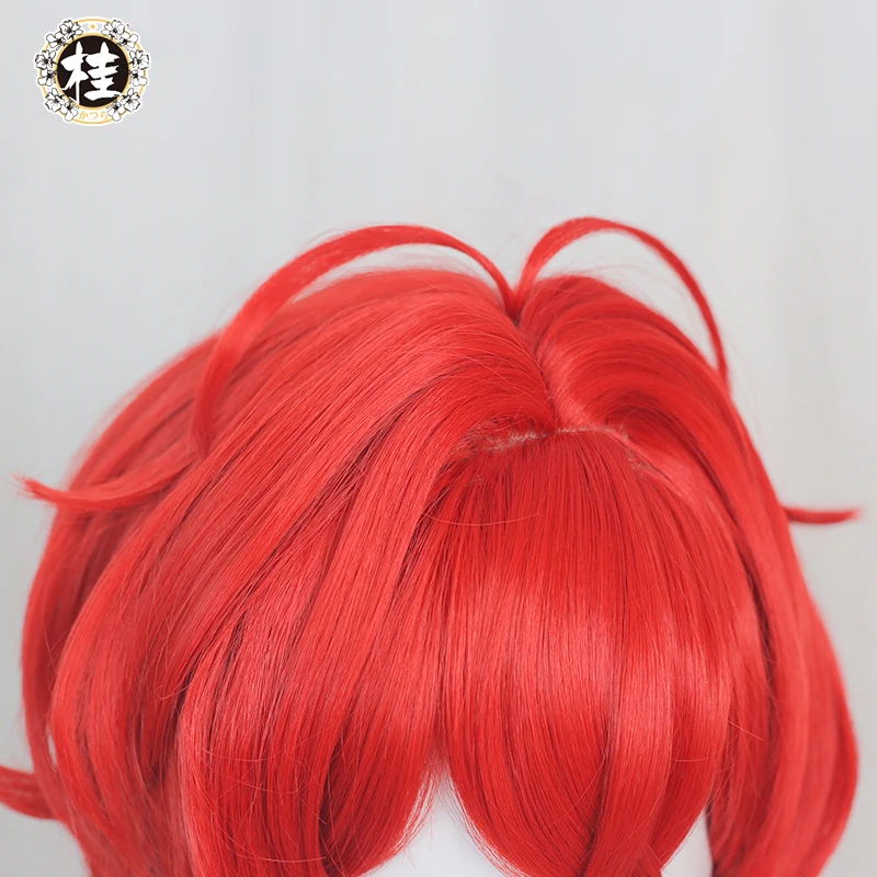 UWOWO Žaidimas Genshin Poveikio Diluc Tamsioji Pusė Aušros Cosplay Perukas 80cm Raudona Ilgi Plaukai