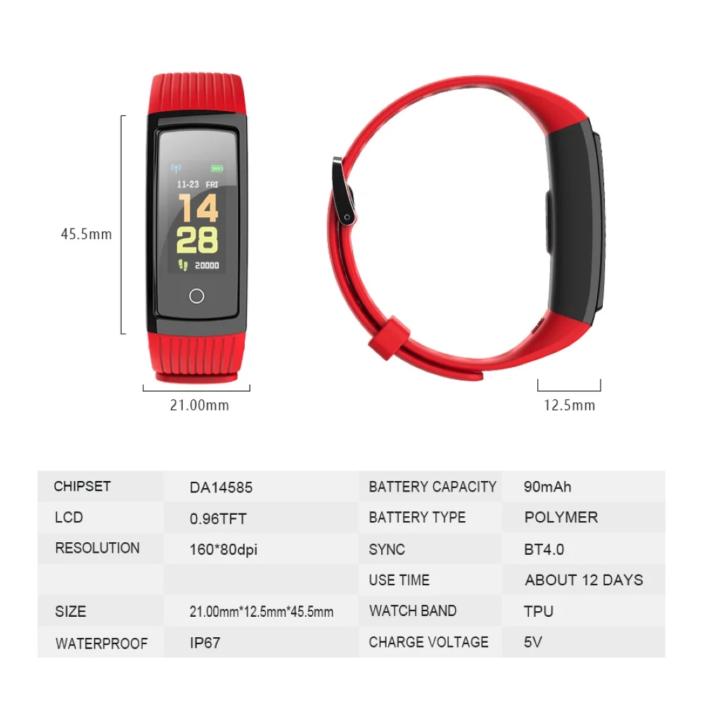 V5S IP67 Juosta Fitness Tracker Smart Žiūrėti Sporto Smart Apyrankę, Širdies ritmas, Kraujo Spaudimas Smartband Stebėti Sveikatos Apyrankė