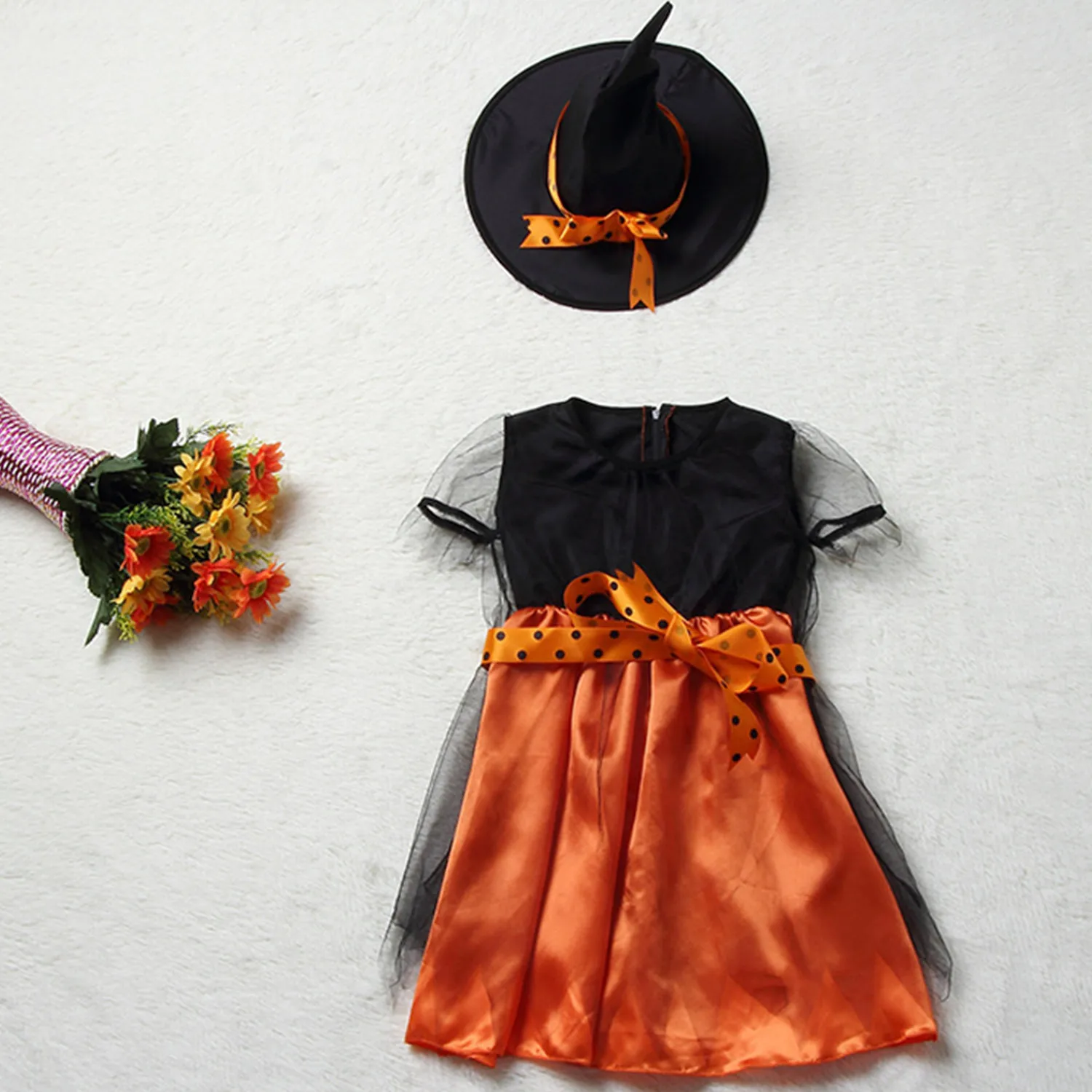 Vaikai Mergaitės, Helovyno Cosplay Ragana Dress Apranga Kostiumas su Skrybėlę Triko Atostogų Vaidmenų žaidimas Fancy Dress Šalies Prekių