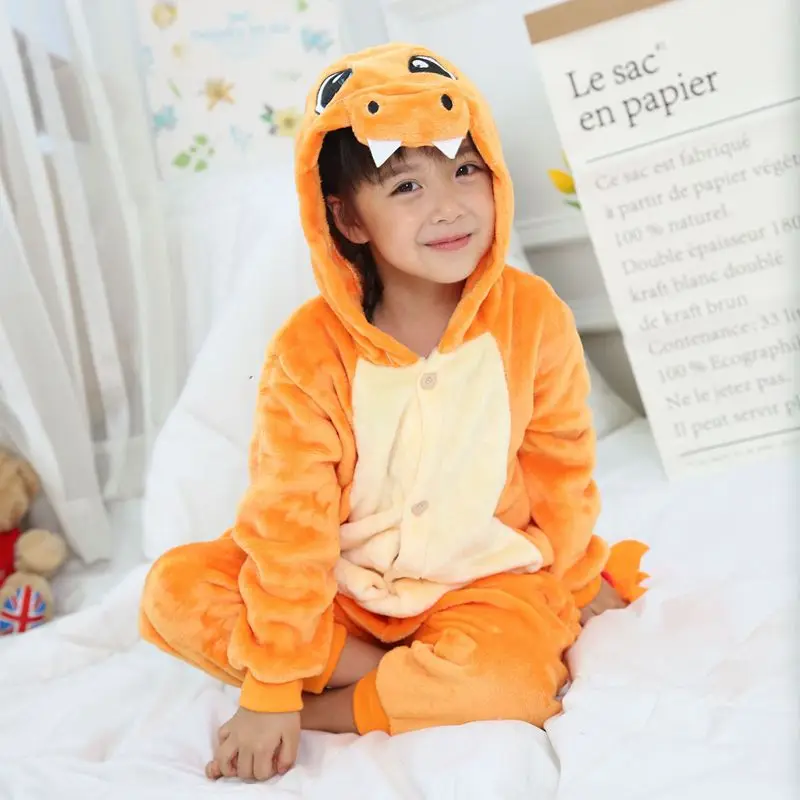 Vaikas Suaugusiųjų Charmander Dragon Kigurumi Onesie Moterų Gyvūnų Kostiumas Išgalvotas Anime Cosplay Sleepwear Vaikas, Berniukas, Mergaitė Žiemą Jumpsuit