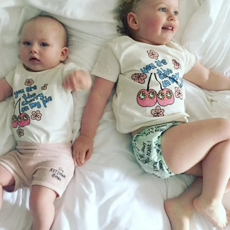 Vasaros Bamblys Kūdikių Berniukų, Mergaičių marškinėliai 2021 Naujas Medvilnės trumpomis Rankovėmis Laišką Tee Marškinėliai 