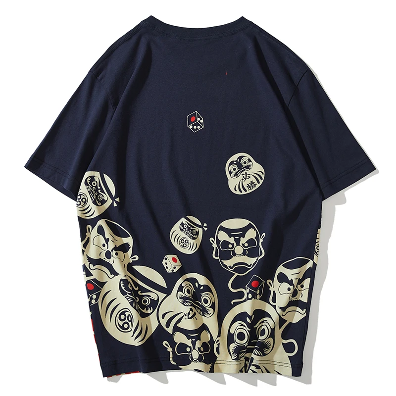 Vasarą Naujas Japonų Stiliaus Lucky Dharmos Kiaušinių Medvilnės trumparankoviai marškinėliai Harajuku t Shirts, Jaunimo, Vyrų Studentų Porų V15