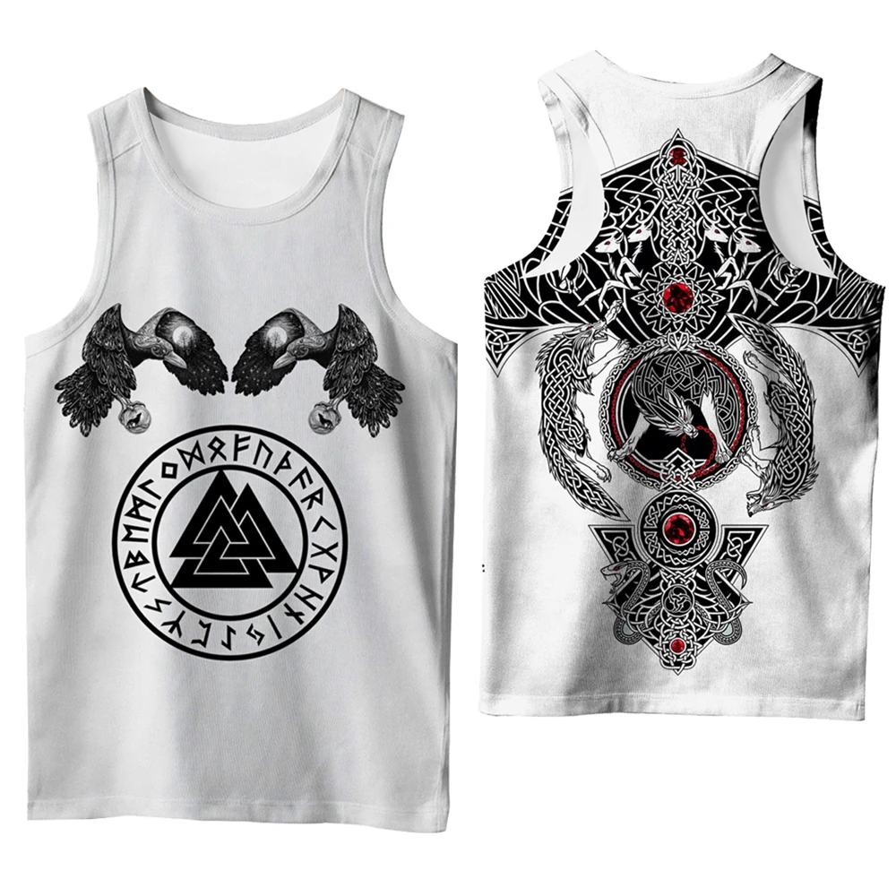 Viking simbolis odin Tatuiruotė 3D Atspausdintas vyrų marškinius, liemenę, Harajuku Mados Berankoviai marškinėliai vasaros streetwear Unisex tankų