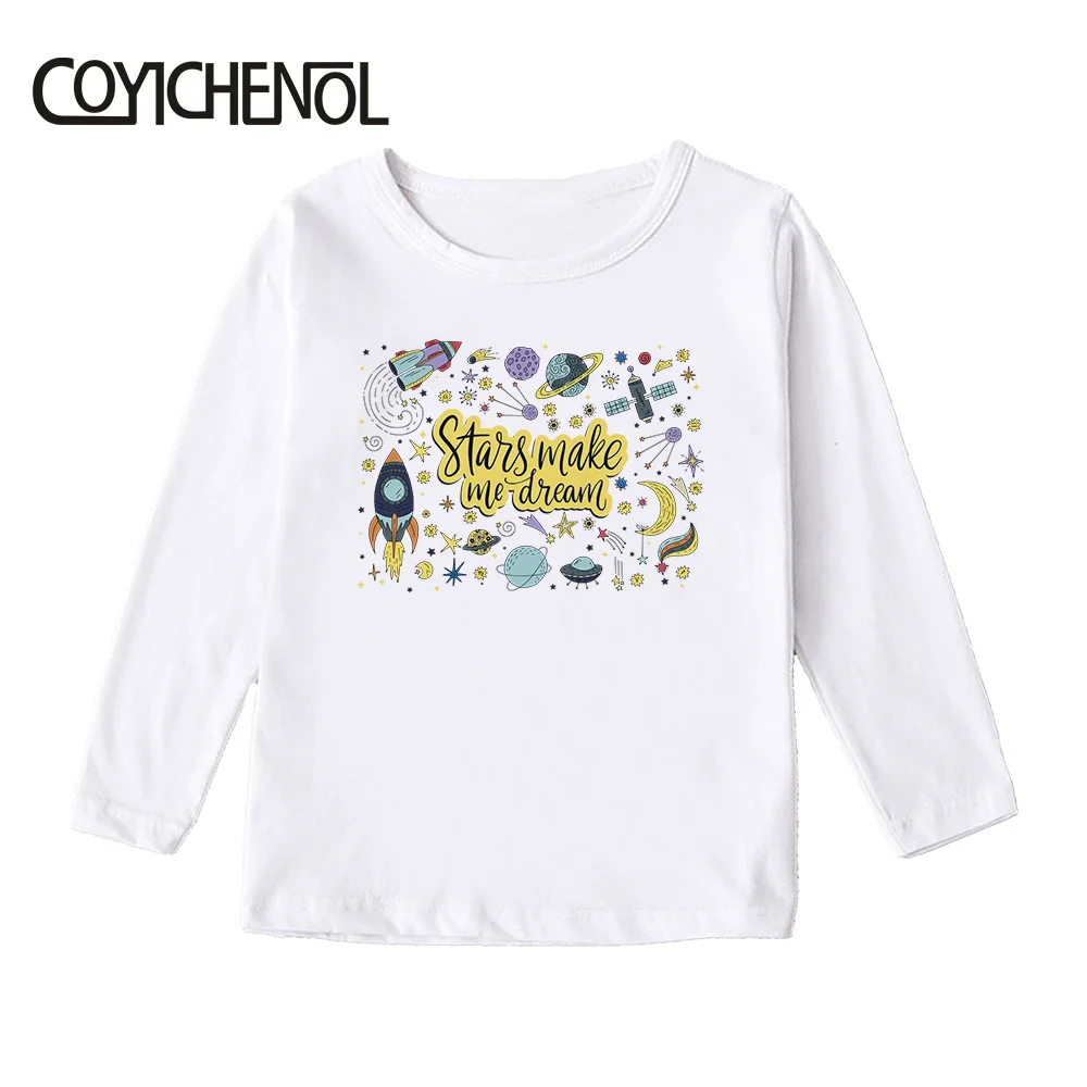 Visatos vaikai marškinėlius 2019 Kawaii Pavasarį ir rudenį 2-12 Metų animacijos modalinis ilgomis rankovėmis Vaikams Spausdinti animacinių filmų Topai COYICHENOL