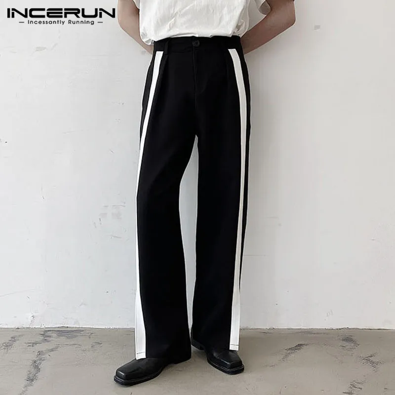 Vyrai Tiesios Kelnės Kratinys 2021 korėjos Stiliaus Mygtuką Atsitiktinis Kelnės Prarasti Streetwear Mados Pantalones Hombre INCERUN S-5XL