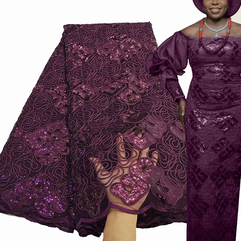 Way Prabangių Prancūzijos Ju China Afrikos Nėrinių Audinio 5 Metrų Aukštos Kokybės Virvių Siuvinėjimo Nigerijos Suknelė Siuvimo Nėrinių Medžiagos