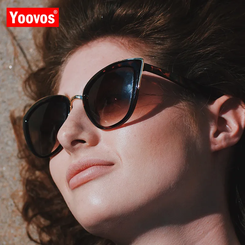 Yoovos 2021 Cateye Vintage Akiniai nuo saulės Moterims, Metalo Retro Akiniai Moterims Veidrodis Šalies Mados UV400 Oculos De Sol Feminino
