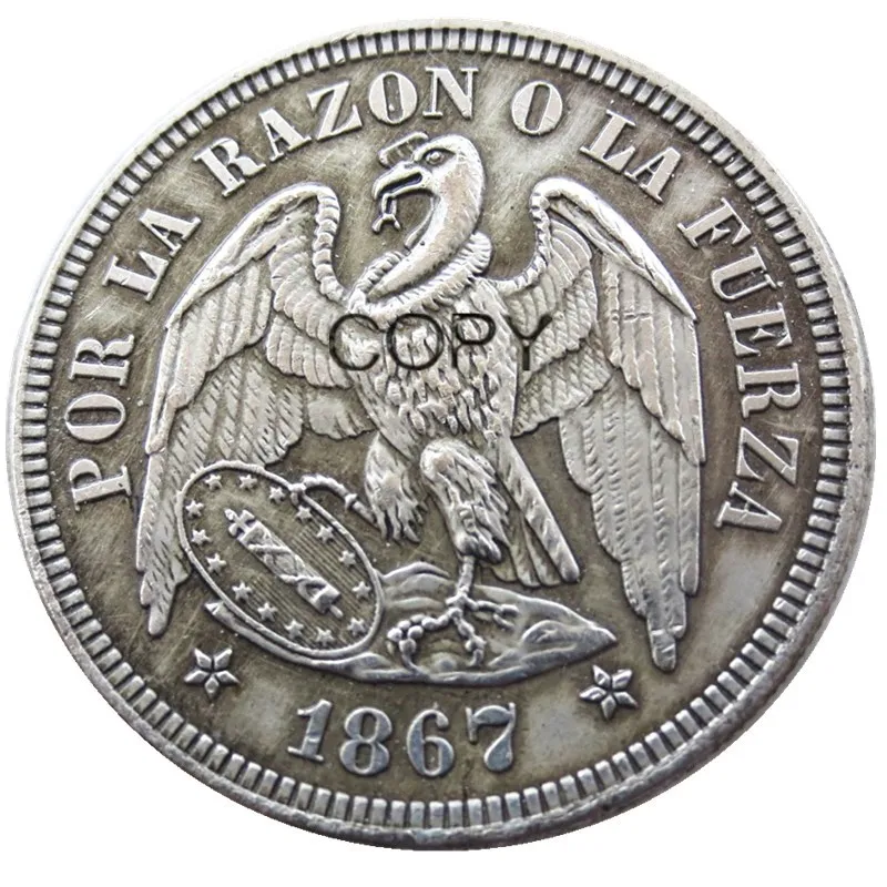 Čilė Rinkinys(1867-1872) 4pcs 0.5 PESAS Sidabro Padengtą Kopijuoti Monetas