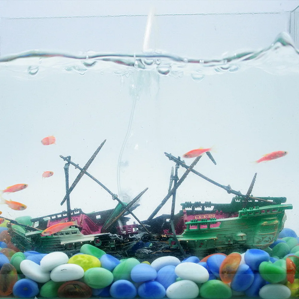 Žuvų Bakas Jokio Blukimo Dervos Laivo Mini Žuvų Bakas Prisotinto žaislas sudužusio laivo sudužimas Namų, Sodo Akvariumo Dekoracija Sode