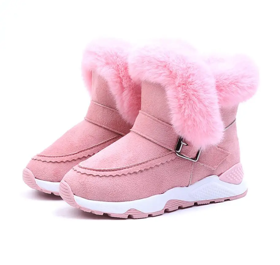 žiemos vaikų pliušinis šilti sniego batai atsitiktinis berniukai neslidus Martin batai mados mergaičių storesnis odos sportiniai bateliai