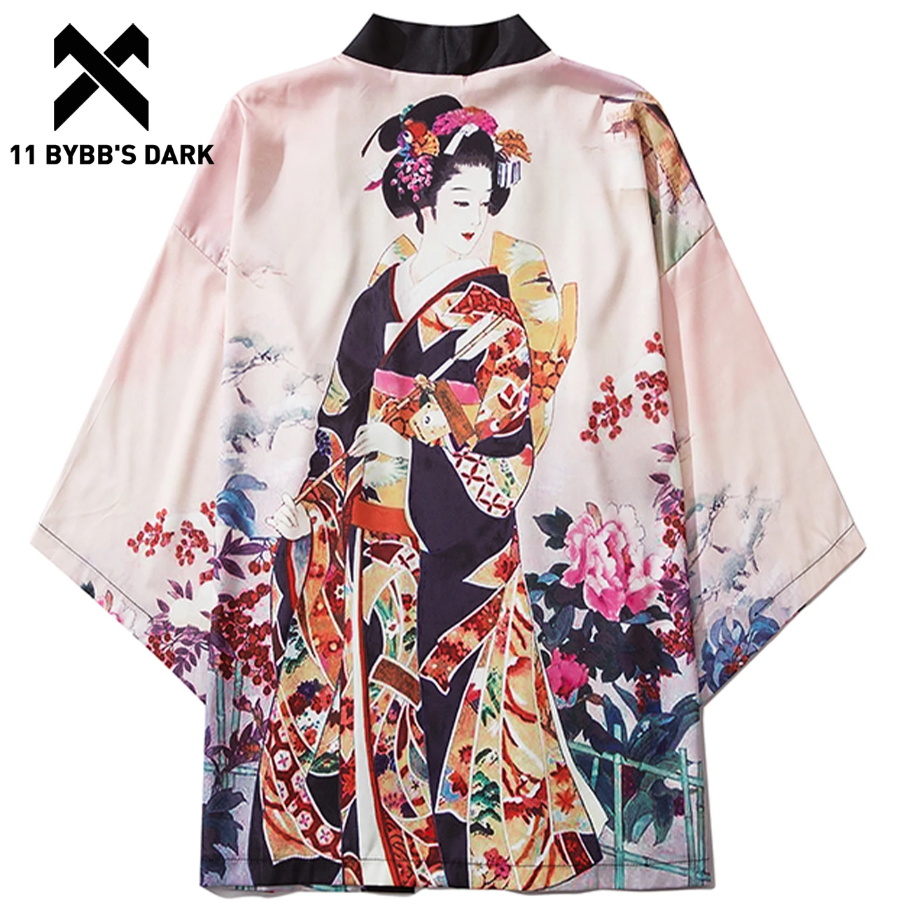 11 BYBB TAMSU 2020 metų Vasaros Japonų Kimono Striukės Hip-Hop Senovės Geiša Spausdinti Streetwear Priekiniai Atidaryti Kailis Harajuku Prarasti Kimono