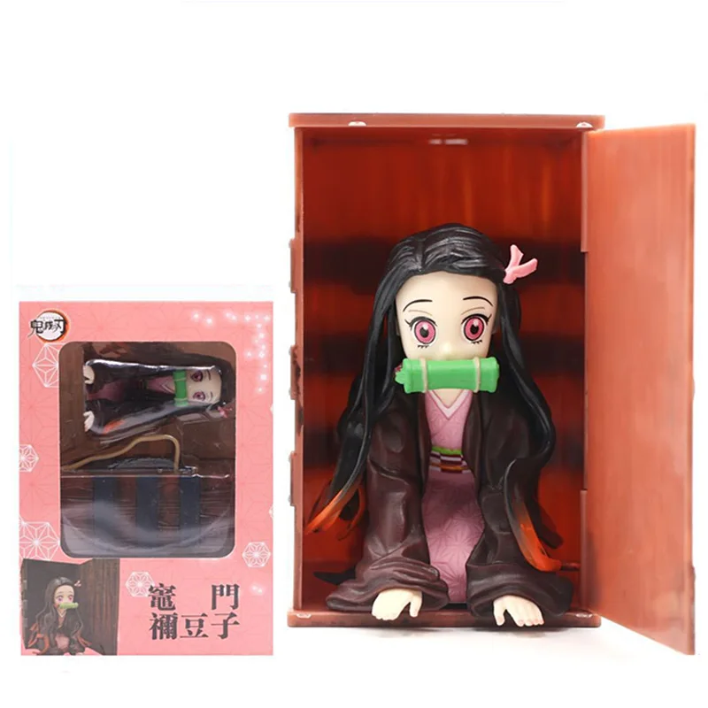 11cm Kimetsu nr. Yaiba Pav anime Demonas Kamado Nezuko su savo lange Veiksmų Skaičius, PVC, Kolekcines, modelį, žaislai, dovanos lėlės
