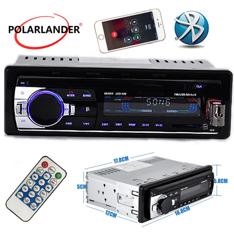 12V Naujų Automobilių Radijo JSD520 Stereo Bluetooth Nuotolinio Valdymo Kroviklis, telefonas, USB/SD/AUX-IN MP3 Grotuvas 1 DIN In-Dash Garso