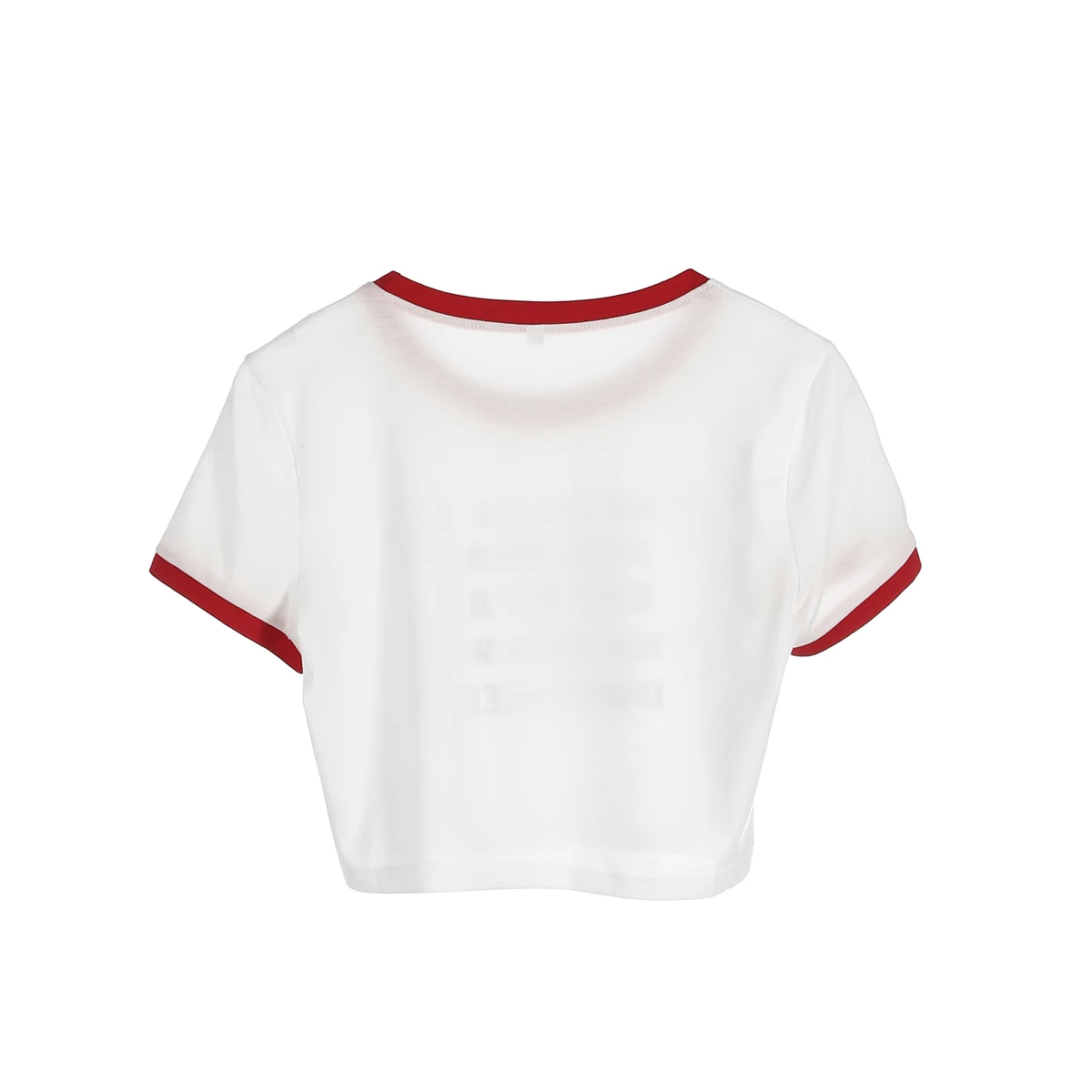 2019 m. Vasarą Raudonos Ir Baltos spalvos Marškinėliai Moterims Medvilnės Atsitiktinis Trumpas Rankovės Marškinėliai Laiškas Išspausdintas Apkarpyti Viršūnes Mados Trumpi marškinėliai