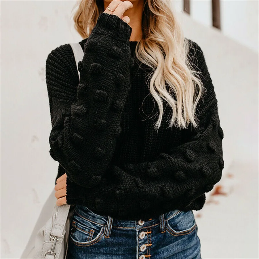 2019 m. rudens ir žiemos naujas megztinis moterų rankovėmis banguoto burbulas trumpas megztinis (puloveris)