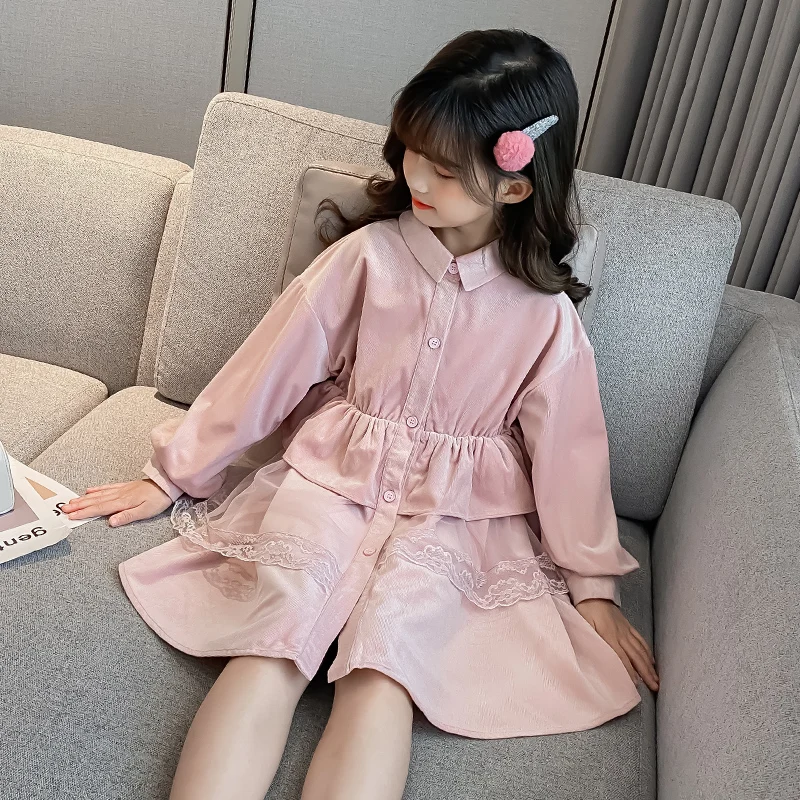 2020 M. Rudenį Mielas Kūdikis Mergaičių Suknelės Ilgomis Rankovėmis Kratinys Nėrinių Suknelės Mados Šalies Vaikų Drabužių 6 8 10 12 Metų