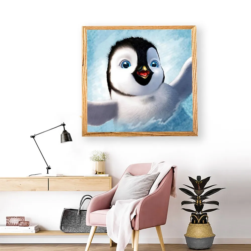 2020 Meian pingvinas Diamond Tapybos Pingvinas kvadratiniu Diamond Siuvinėjimo Gyvūnų Mozaikos Vaizdą kalnų krištolas Žiemos Dekoras Namuose