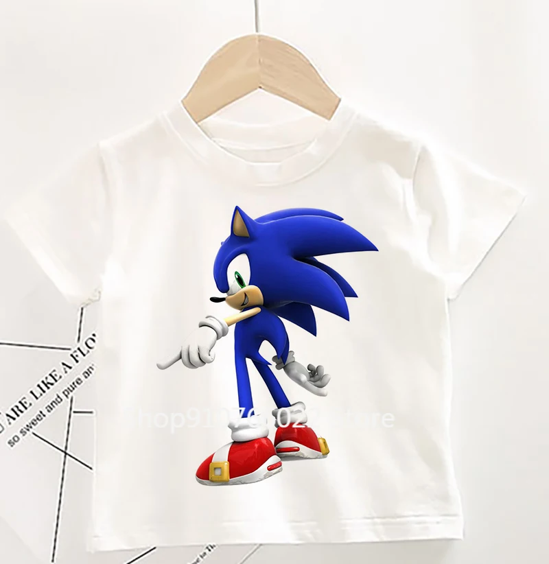 2020 Metų Vasaros Berniukai Animacinių Filmų Sonic Ežys Marškinėliai Juokinga Spausdinti Merginos Streetwear Vaikams, Vaikų Drabužiai, Kūdikių Mielas Naujus Marškinėlius Sonic