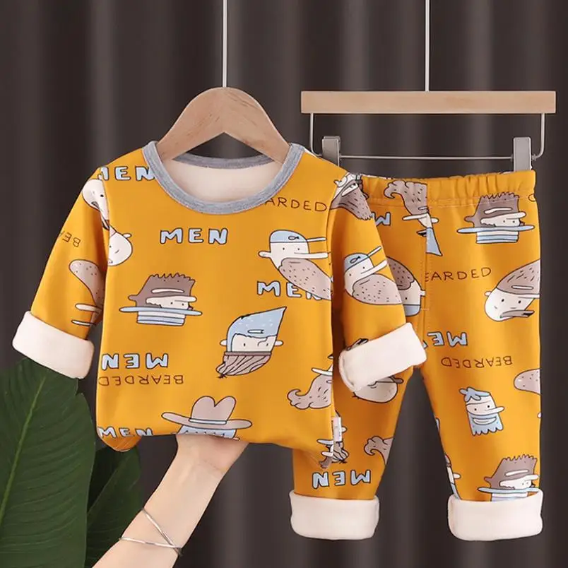 2020 Naujas Berniukų, Mergaičių Rudens Žiemos animacinių filmų modelis šiluminė Plius kašmyras apatiniai, pižama kostiumas kūdikių namų paslaugų kostiumas 0-6Y