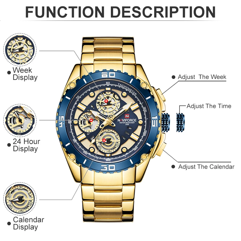 2020 Naujas Naviforce Vyrai Žiūrėti Top Brand Prabangių Verslo Kvarcinis Laikrodis Mens Aukso Mėlyna Mados Atsitiktinis Laikrodžiai Relogio Masculino