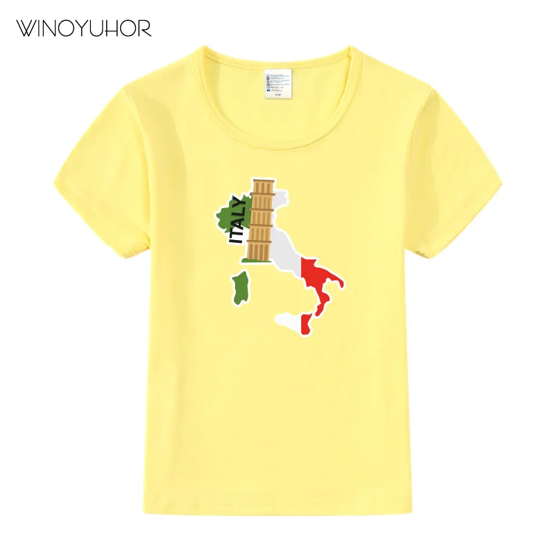 2020 Naujas Vasaros Berniukų T Medvilnės Marškinėliai trumpomis Rankovėmis Marškinėlius Juokingas Italijos Žemėlapį, Print T-marškinėliai Vaikams Mergaitėms Viršūnes Tee Drabužiai