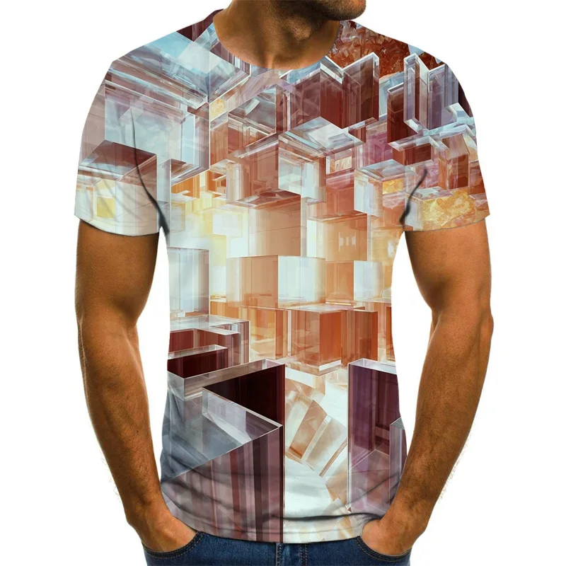 2020 naujas 3D spausdinimo mados vyriški trumparankoviai vasara O-kaklo 3D spausdinimo atsitiktinis marškinėliai top marškinėliai