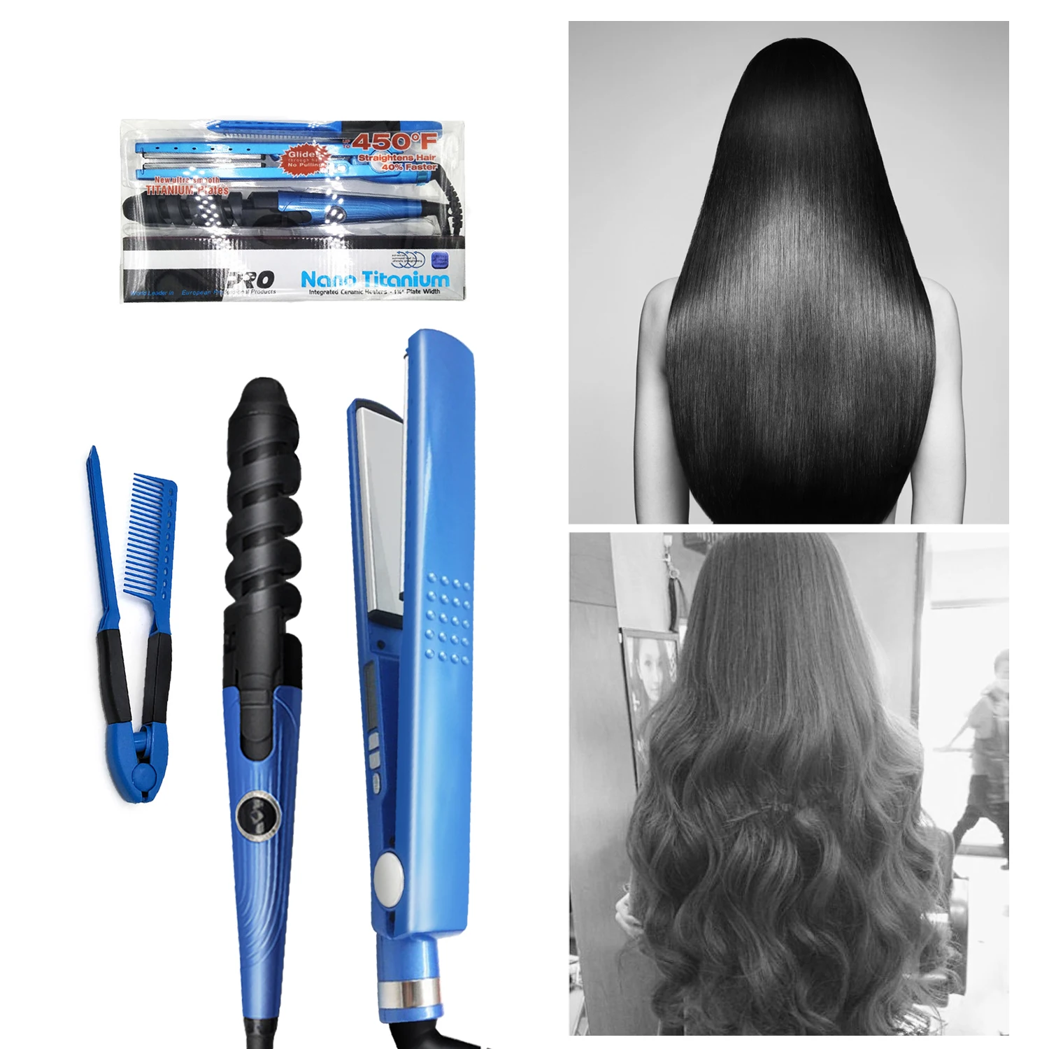 2021 Naujausias Hair Curler 3-in-1 Plaukų tiesinimo priemonė & Garbanoti Geležies 11/4 Plokštė Nano Titano Butas Geležies Garo Keramikos Plaukų Suktukai