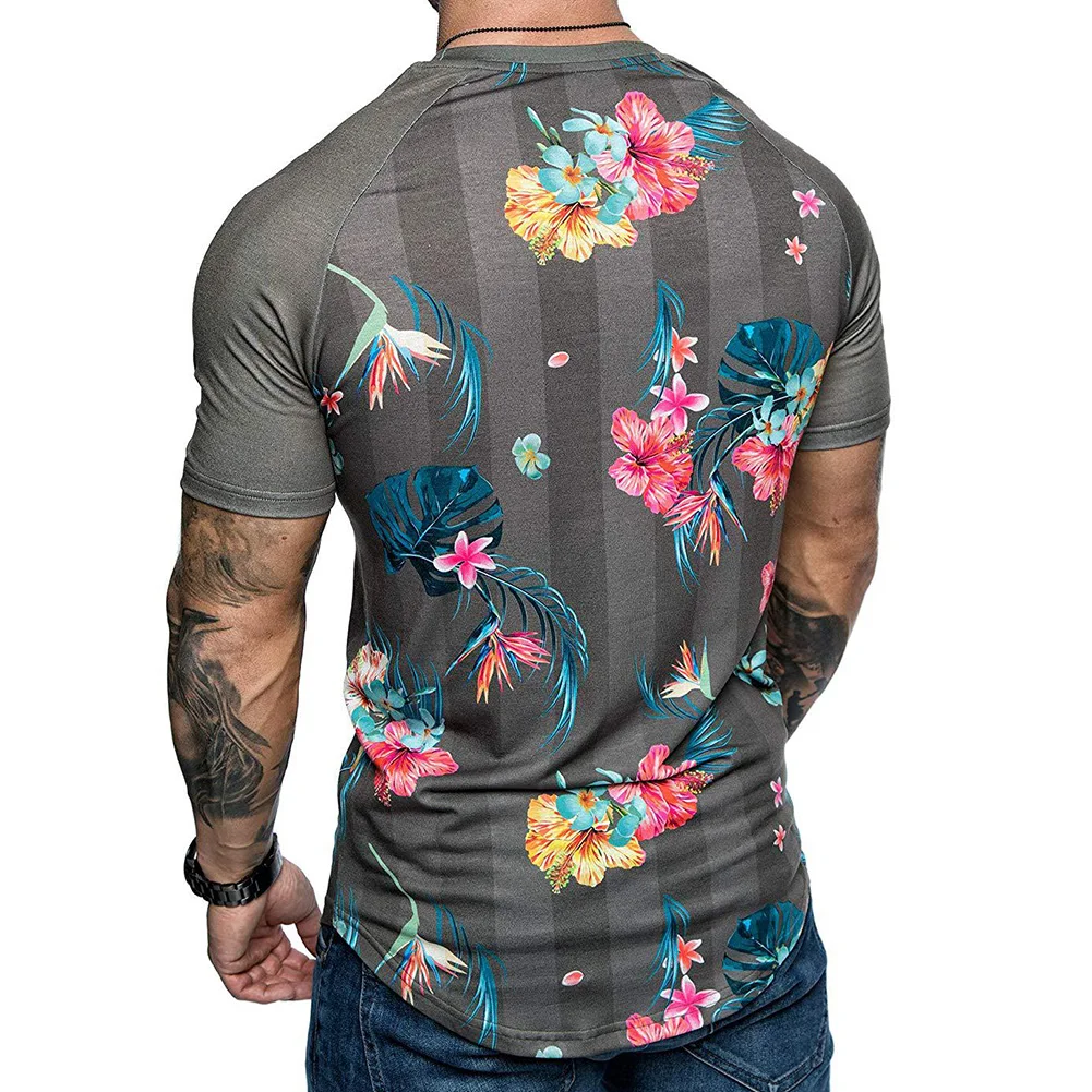 2021 Vyrų T-Shirt Vasaros trumpomis Rankovėmis Apvalios Kaklo Spausdinti Gėlės Lapai Spausdinami marškinėliai trumpomis Rankovėmis Vyrams Viršūnes мужские комплекты