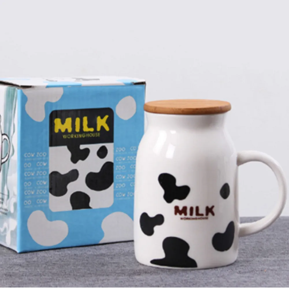 250ML Karšto Maisto Creative3D karvė stiliaus Pusryčiai Pienas, Kava keramikinis Puodelis, Reklaminės Dovanos, Baltos spalvos keramikinis Puodelis
