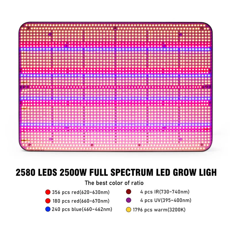 2580 Led Full ekranas LED Grow Light Visą Spektrą 2500W Laikas Kambarinių Augalų, Gėlių, Daržovių Hydroponics Augti Palapinė 7 Spalvų Keitimas