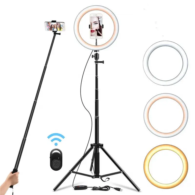 26cm Selfie Žiedas Šviesos Pritemdomi 130cm Trikojis Stovas mobiliojo Telefono Laikiklis Led Fotoaparato Ringlight Makiažo 