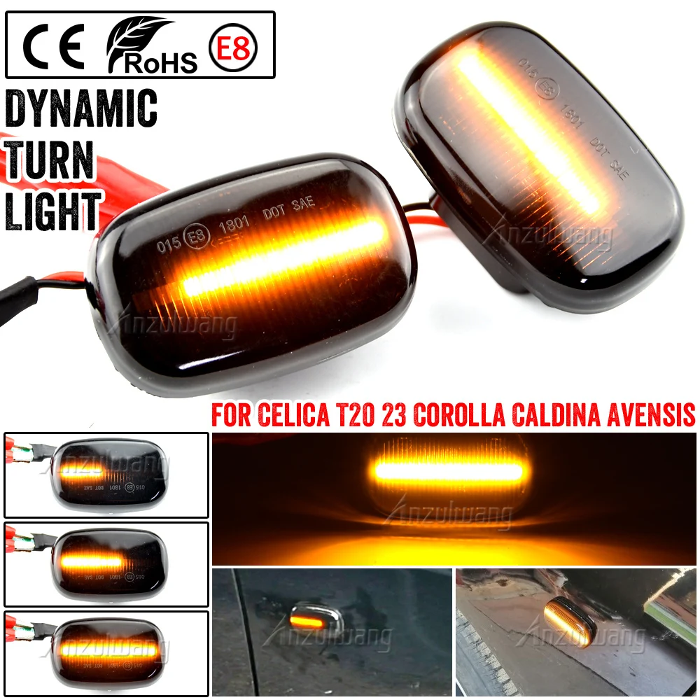 2x LED dinaminis šoniniai posūkio signalo indikatorių šviesos Toyota Celica T20 T23 Avensis Verso Vios 