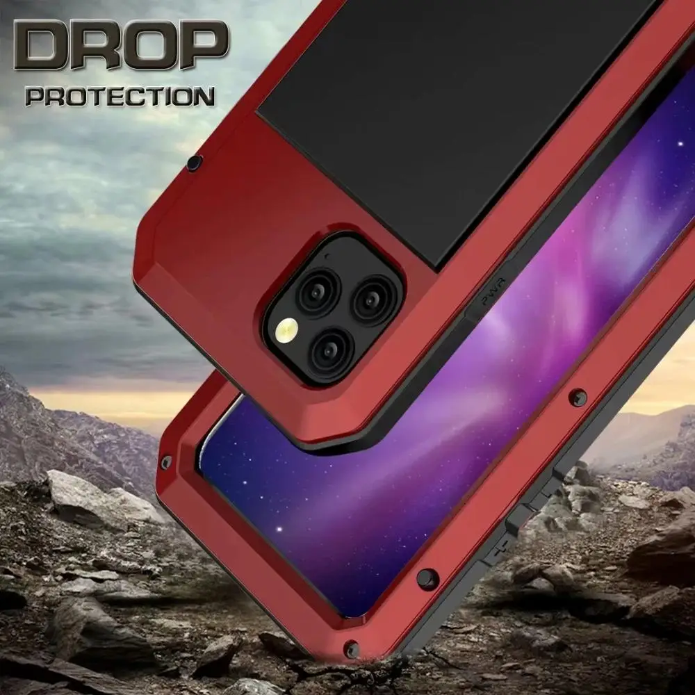 360 Visiškai Apsaugoti Metalo, atsparus smūgiams Atveju iPhone, 11 Pro XS MAX XR 8 7 6S 6Plus 5 SE 2020 Prabanga Aliuminio Doom Šarvai Telefono Dangtelį