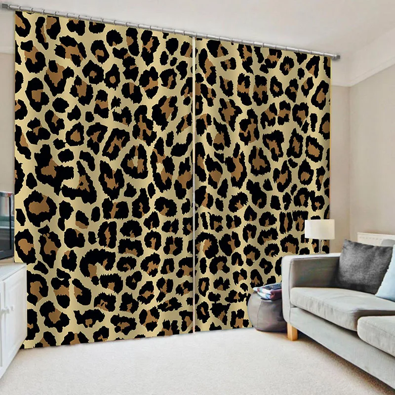 3D Laukinių Animald Leopard Kambario Užuolaidos Didelių Langų Užuolaidos Miegamajame, Virtuvėje, Lauko, Patalpų Gėlių Dekoras Užuolaidų Plokštės