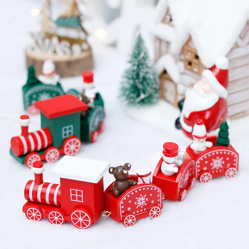 4 Mazgų Kalėdų Traukinys Dažytos Medinės Kalėdų Dekoracijas namams Kalėdų Dovana Noel Navidad 