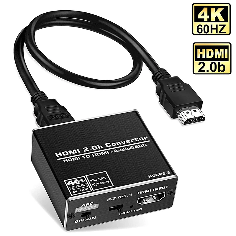 4K 60Hz 2.0 HDMI Audio Splitter 5.1 ARC HDMI Audio Extractor HDCP 2.2 HDR10 Garso Keitiklis 4K HDMI Optinis TOSLINK SPDIF