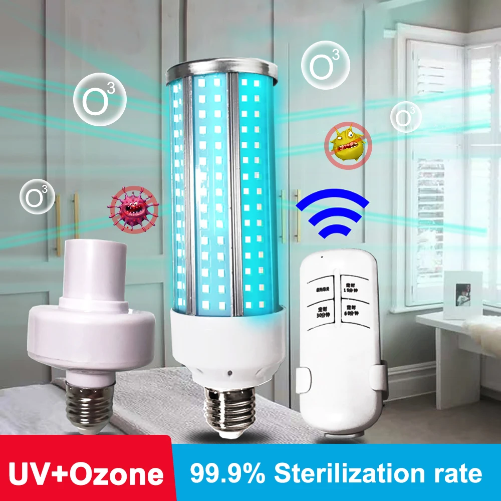 60W Baktericidiniu Šviesos Lempos, LED Kukurūzų Svogūno Vamzdis E27 Dezinfekavimo Ozono Sterilizer uv-C Nužudyti Dulkių Erkės Eliminator Ultravioletinės UV Lempos