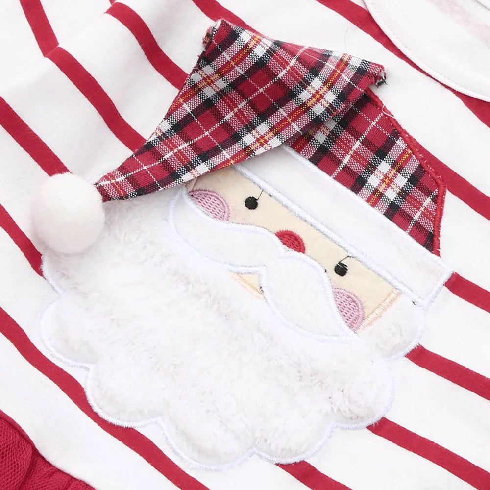 6M-4Y baby girl kalėdų dress Animacinių filmų Kalėdų Clus Kalėdų Dryžuotas Tiulio Tutu Sukneles Kaspinai Komplektus prinsessenjurk Q5