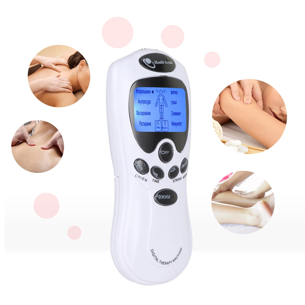 8 Režimai DEŠIMTIS Elektros Terapijos Massager Backlight LCD Ekranas Raumenų Stimuliacija Valymo Įrenginys Dual Channel Nugaros Skausmo
