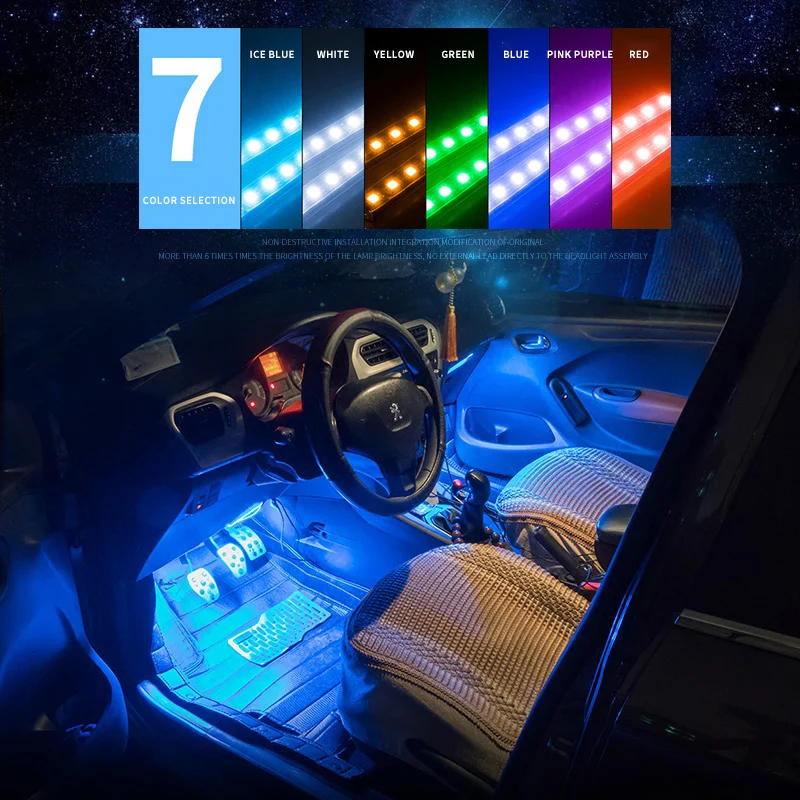 8 Spalvų Atmosfera Lempos Automobilių Snukio Šviesiai Su USB Muzikos Valdymo/Kelių Rūšių Vidaus Apdaila, Aplinkos Nuotaiką Šviesos Apšvietimas