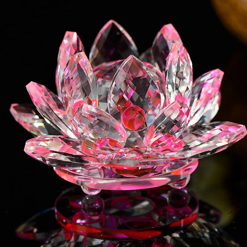 80mm Kvarco Kristalo Lotoso Gėlė, Amatų Stiklo Prespapjė Fengshui Papuošalai Figūrėlės Namų Vestuves Dekoro Dovanos, Suvenyrų